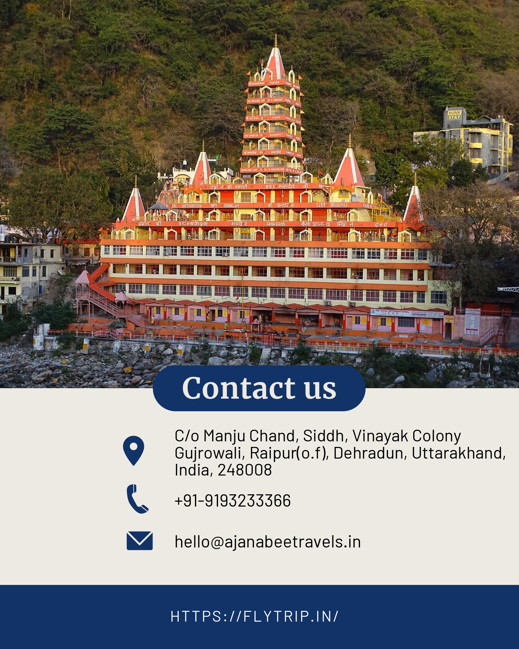 Char Dham Yatra package ending page with contact information